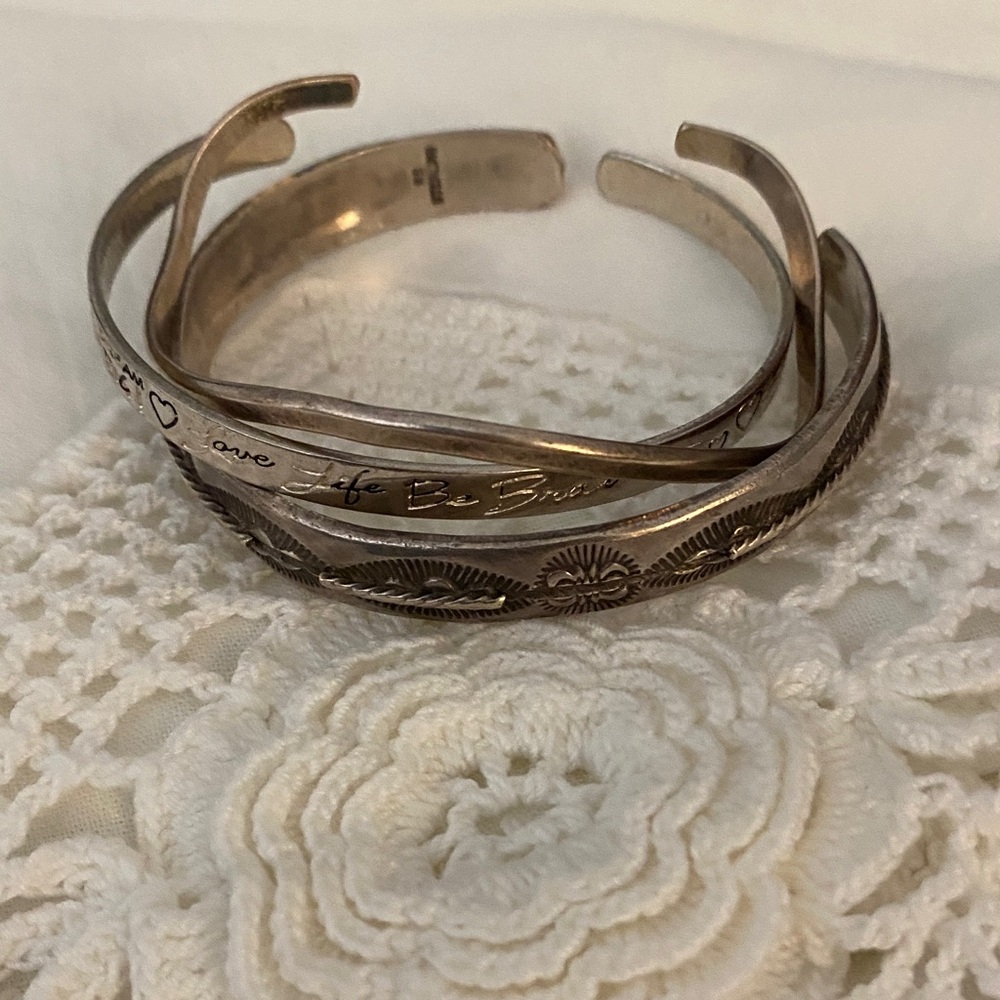 Silver Women's Cuff Bracelet Set